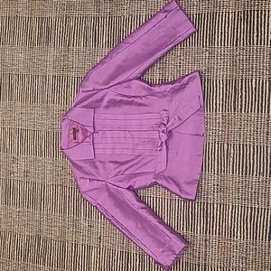 BCBG MAX AZRIA SILK PLEATED BELTED BLOUSE JACKET